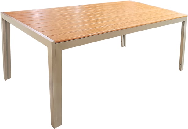 Albury ruokapöytä 205x90, taupe alumiini / tiikki easywood