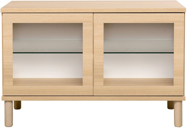 Sata lasiovikaappi nro 11. 92cm vaalea tammi, pyöreä jalka