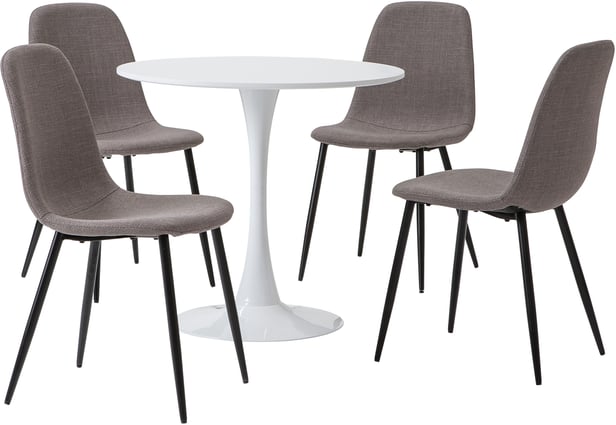 Apollo & Maria ruokailuryhmä pyöreä 80cm neljälle, valkoinen/harmaa