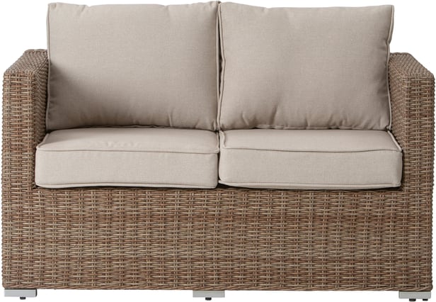 Mode 2-istuttava sohva natural polyrottinki / beige pehmuste