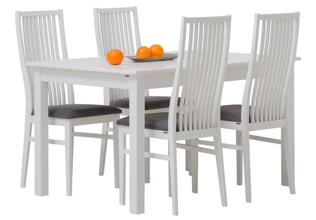 Elise ruokailuryhmä 80x130 neljälle valkoinen
