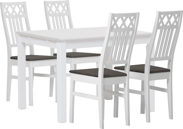 Hovi ruokailuryhmä 120x85 neljälle, valkoinen/harmaa