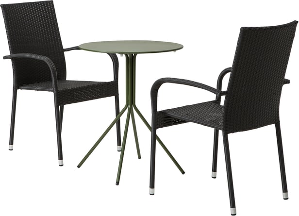 Trento & Palma ruokailuryhmä pyöreä 60cm kahdelle, vihreä/musta