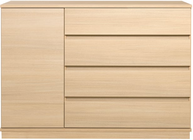 Sata-sarja korkea senkki nro 66. 138cm 1 ovi vasen + 4ltk vaalea tammi, sokkeli