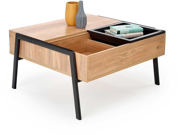 Rhea sohvapöytä säilytyslaatikolla, tammiviilu / musta