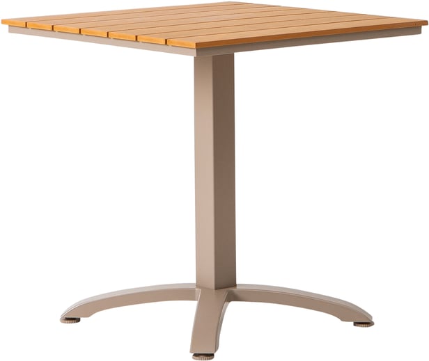Albury ruokapöytä 70x70 taupe alumiini / tiikki easywood