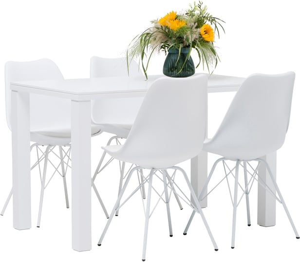 Nova & Concept White ruokailuryhmä 72x120 neljälle valkoinen