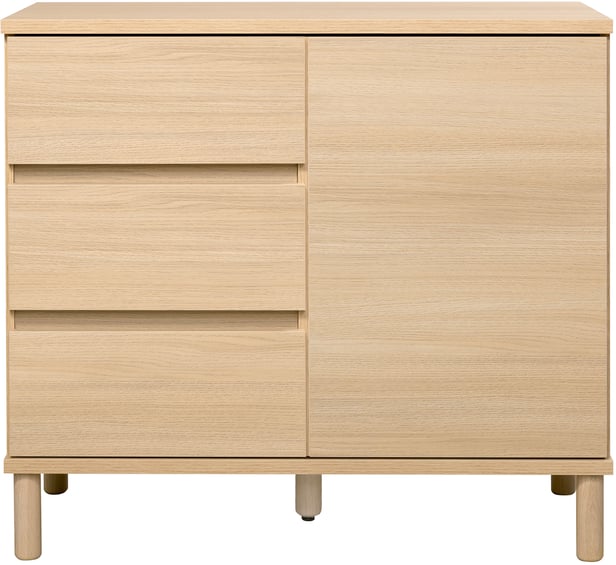 Sata lipastokaappi nro 17. 92cm ovi oikea + 3ltk vaalea tammi, pyöreä jalka