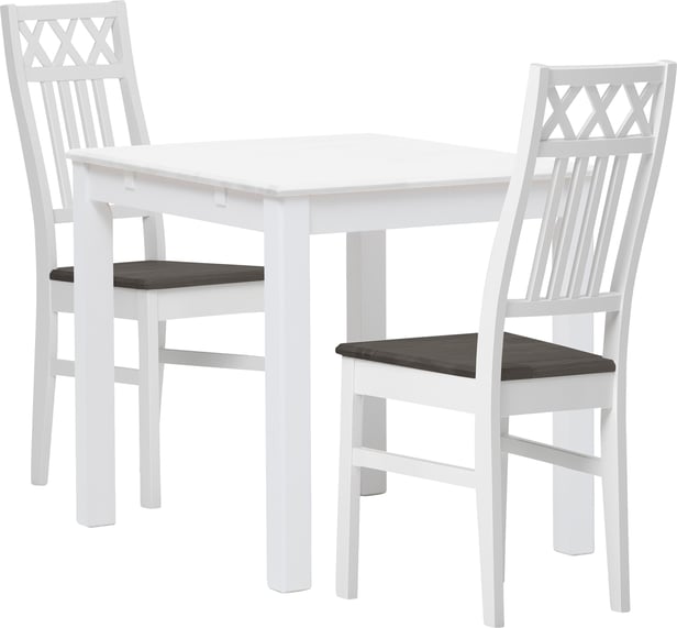 Hovi ruokailuryhmä 70x85 kahdelle, valkoinen/harmaa puu-istuin