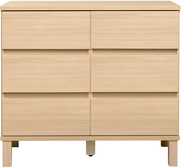 Sata-sarja lipasto nro 21. 92cm 6-ltk vaalea tammi, kantikas jalka