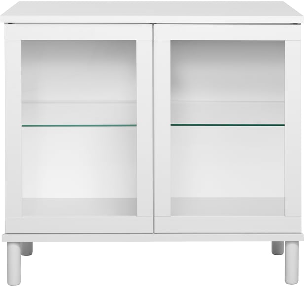 Sata lasiovikaappi nro 18. 92cm valkoinen, pyöreä jalka