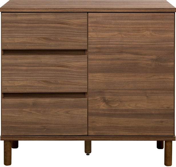 Sata lipastokaappi nro 17. 92cm ovi oikea + 3ltk ruskea, pyöreä jalka