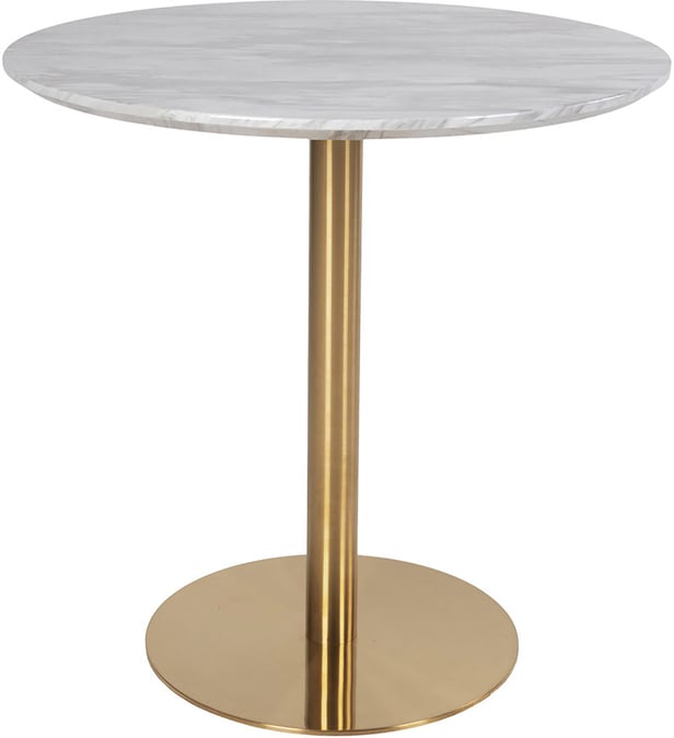 House Nordic Bolzano ruokapöytä pyöreä 90cm, harmaa marmorijäljitelmä / messingin värinen jalka