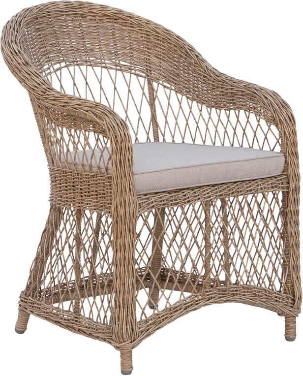 Leona ruokatuoli, natural polyrottinki / beige pehmuste