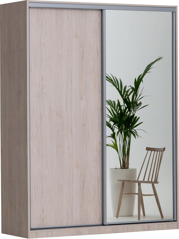 Doorit liukuovikomero + 1 x 88 cm levyovi 1 x 88 cm peiliovi  236x180x62, tammi