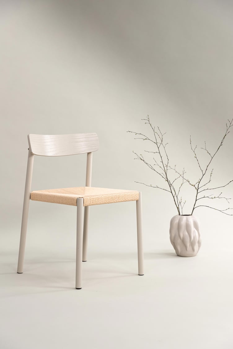 Malmön ruokapöydän tuoli greige runko / beige nyöri