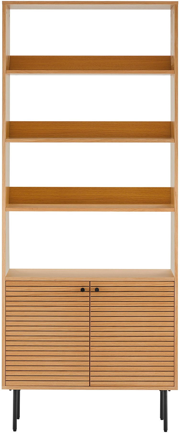 House Nordic Kyoto kirjahylly 80x30x200, natural tammiviilu / mustat jalat