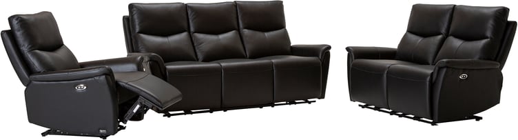 Loungea Padova sohvaryhmä 3+2+1, musta nahka/pvc