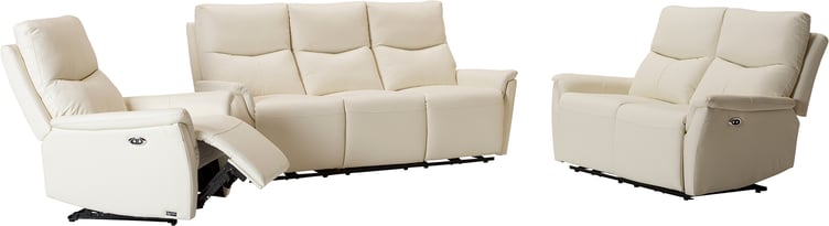 Loungea Padova sohvaryhmä 3+2+1, valkoinen nahka/pvc