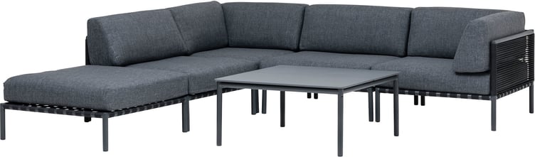 Asgård avokulmasohva rahipäädyllä + sohvapöytä (matala)
