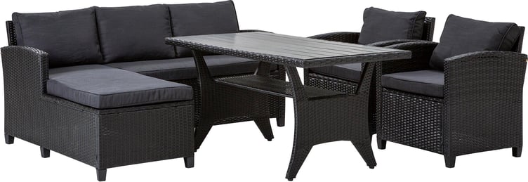 Torino divaanisohva + 2 nojatuolia + sohvapöytä (korkea)