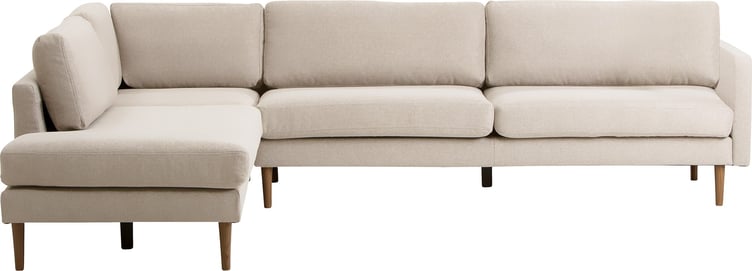 Copenhagen Nordic avokulmasohva (vasen), Soro 21 beige / tammijalat