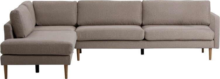 Copenhagen Scandic avokulmasohva (vasen) beige / tammijalat