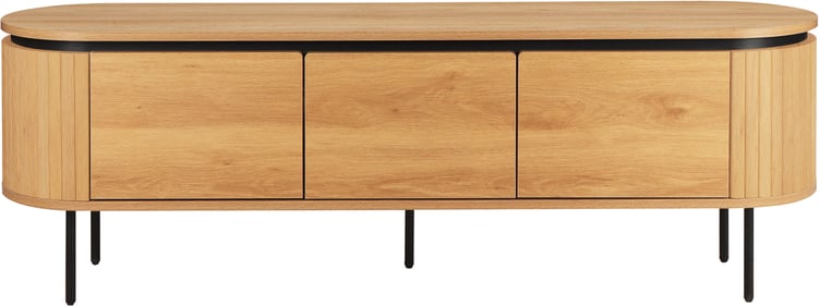 Taika tv-taso 160x40x55cm, tammen värinen melamiini / mustat jalat​