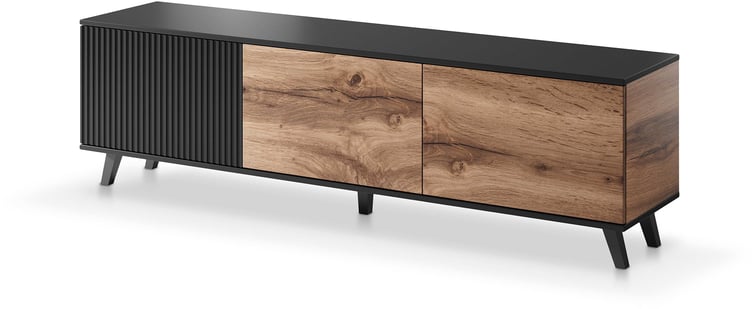 Evelyn tv-taso kolmella ovella 180cm, wotan tammi / musta