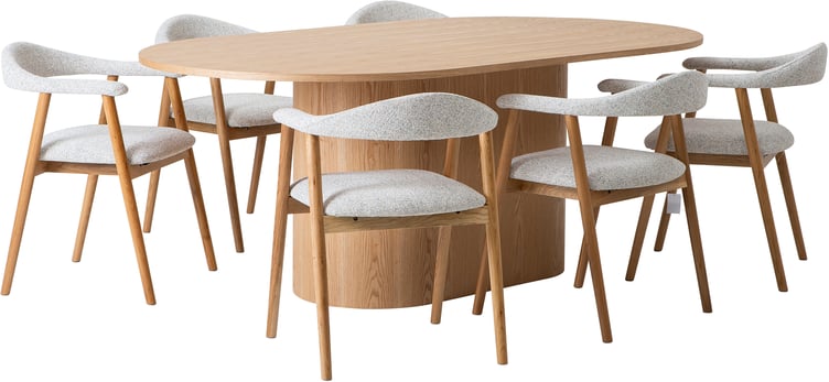 Rotondo & Nicola ruokailuryhmä ovaali 200x110cm kuudelle, tammi
