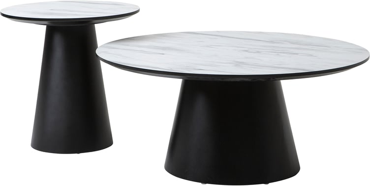 Sophie sarjapöytä pyöreät 90cm ja 50cm, harmaa/musta