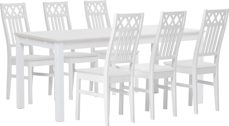 Hovi ruokailuryhmä 170x85 kuudelle, valkoinen