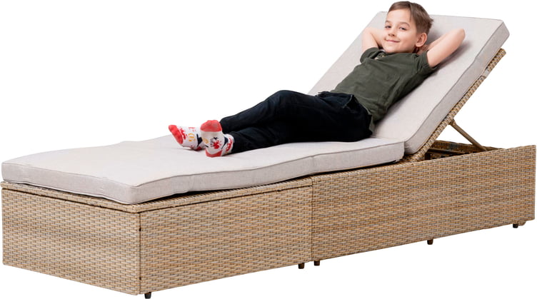 Savona aurinkosänky, harmaa/beige polyrottinki