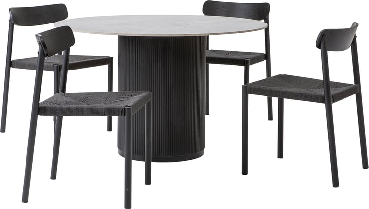 Kalida & Malmön ruokailuryhmä pyöreä 120cm neljälle, musta