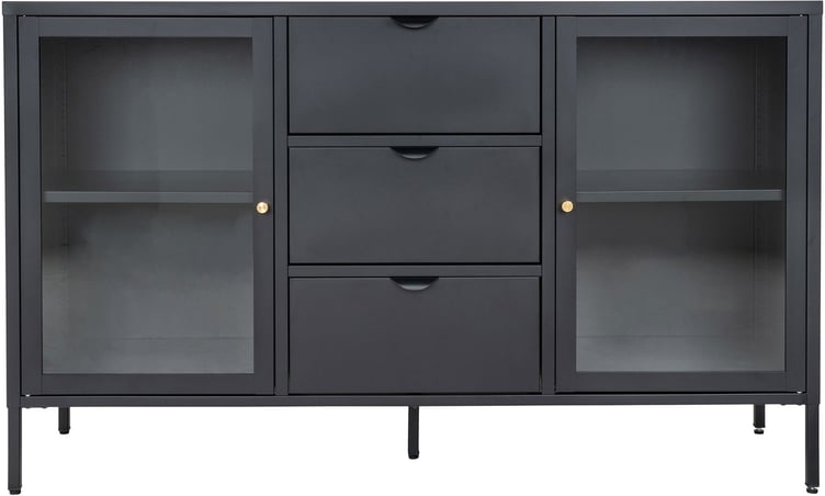House Nordic Dalby senkki 2-ovea, 3-laatikkoa 140x40x85 cm, musta