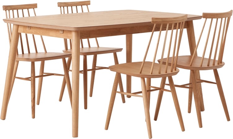 Reino ruokailuryhmä 140x90 neljälle, lakattu tammi