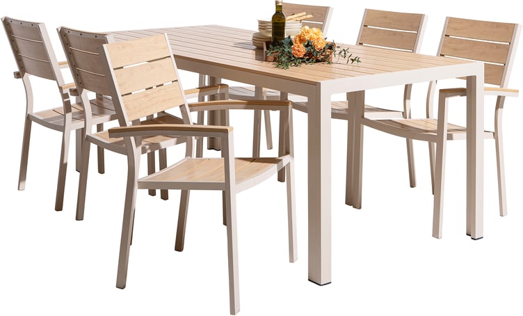 Saarni ruokailuryhmä 205x90, kuudelle, saarni/khaki