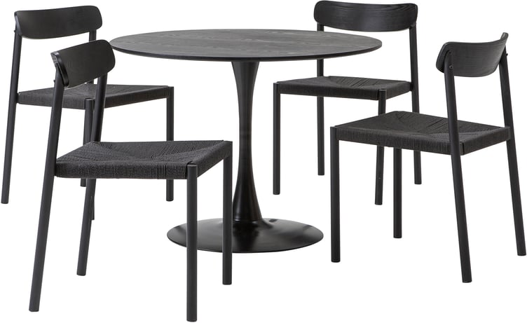 Apollo & Malmön ruokailuryhmä pyöreä 100cm neljälle, musta