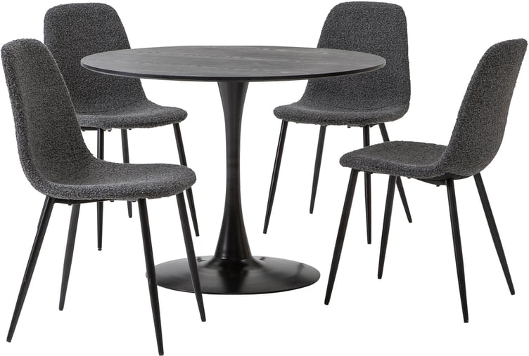 Apollo & Maria ruokailuryhmä pyöreä 100cm neljälle, musta/tummanharmaa