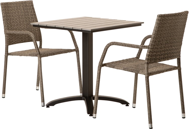 Dakota & Oliva ruokailuryhmä 70x70 kahdelle, harmaa/vaaleanharmaa