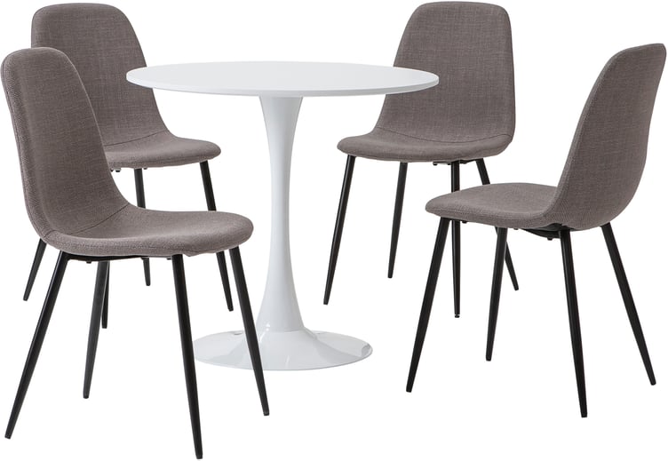 Apollo & Maria ruokailuryhmä pyöreä 80cm neljälle, valkoinen/harmaa