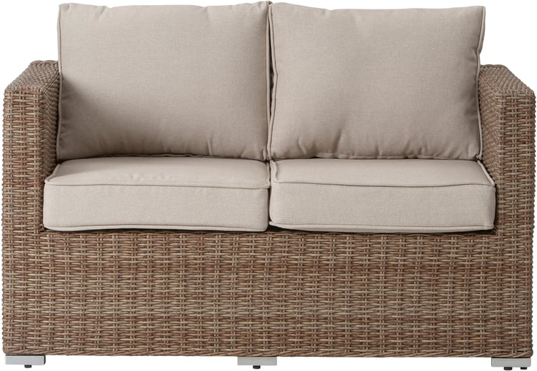 Mode 2-istuttava sohva natural polyrottinki / beige pehmuste