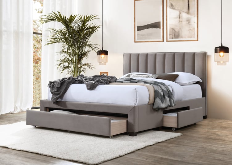 Helmi sängynrunko 160cm säilytyslaatikoilla, beige