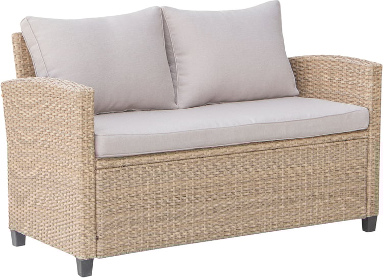 Savona 2-istuttava sohva, harmaa/beige polyrottinki