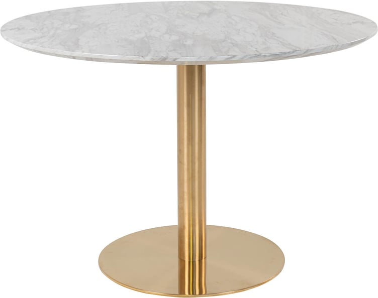 House Nordic Bolzano ruokapöytä pyöreä 110cm, harmaa marmorijäljitelmä / messingin värinen jalka