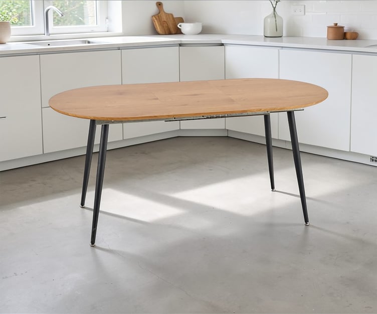 Rinne ruokapöytä jatkettava 120-160cm, tammi / musta