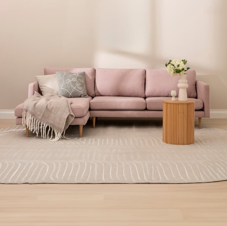 Copenhagen Scandic 3-istuttava divaanisohva (vasen) rosa / tammijalat