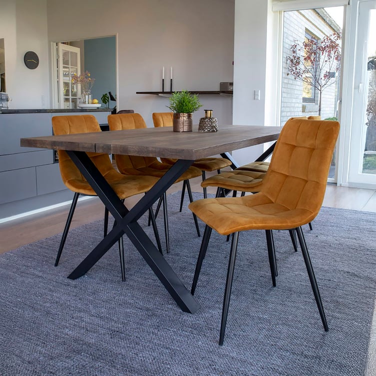 House Nordic Middel ruokatuoli, keltainen sametti