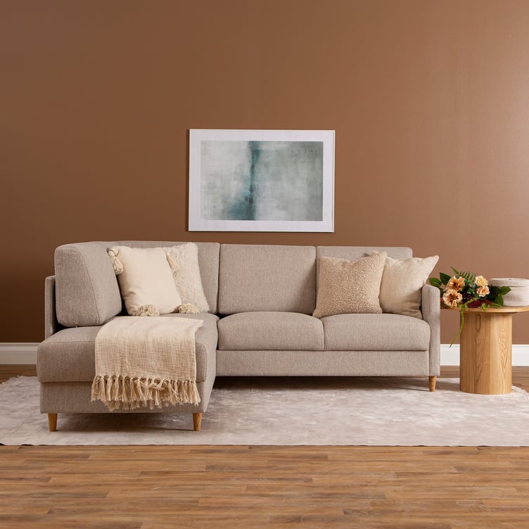 Nobe avokulmavuodesohva vasen, beige, saarni jalka