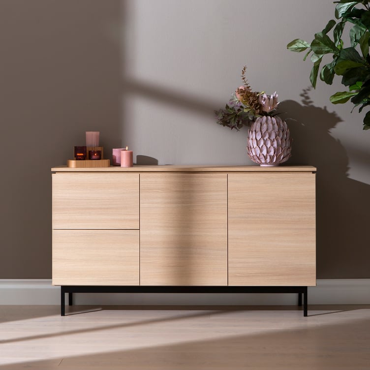 Lakeus senkki nro 5. 148 cm tuplakannella vaalea tammi, metallinen jalkasokkeli
